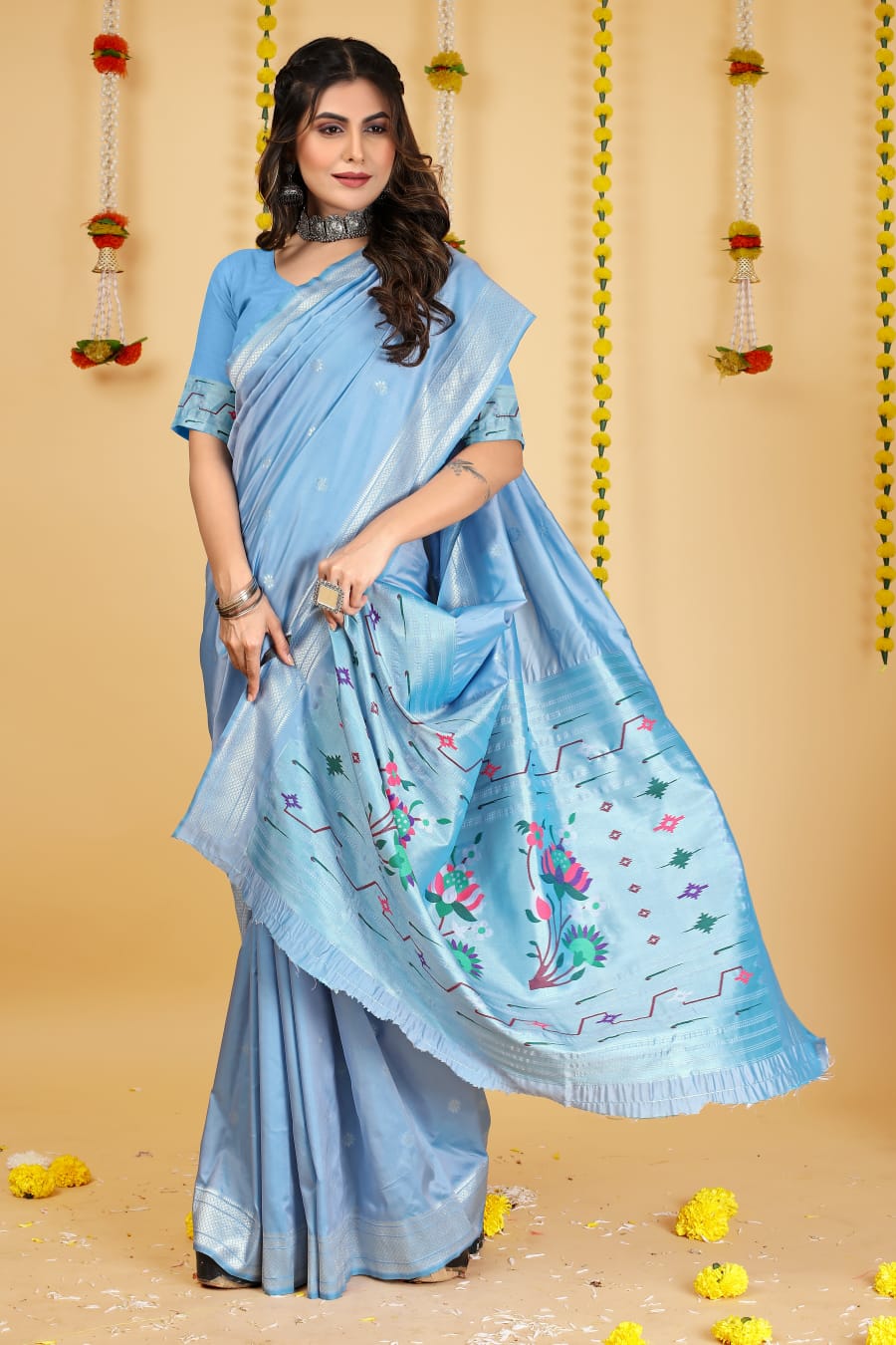Pure Banarasi Silk Paithani Meenakari Rich Zari Weaved Saree