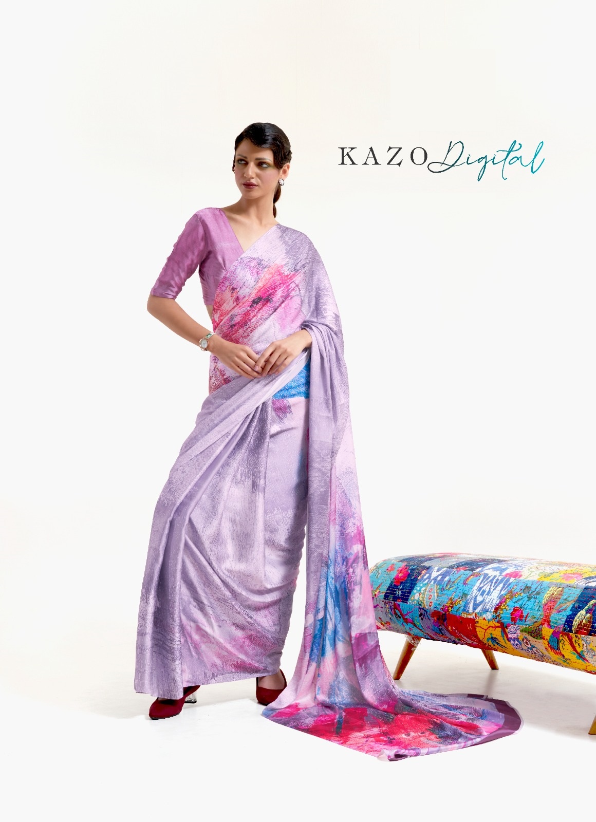 Pure Satin Crepe Silk Digital Printed Saree