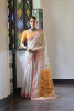 Beige Pure Muga Cotton Contrast Weaved Gold Pallu Saree