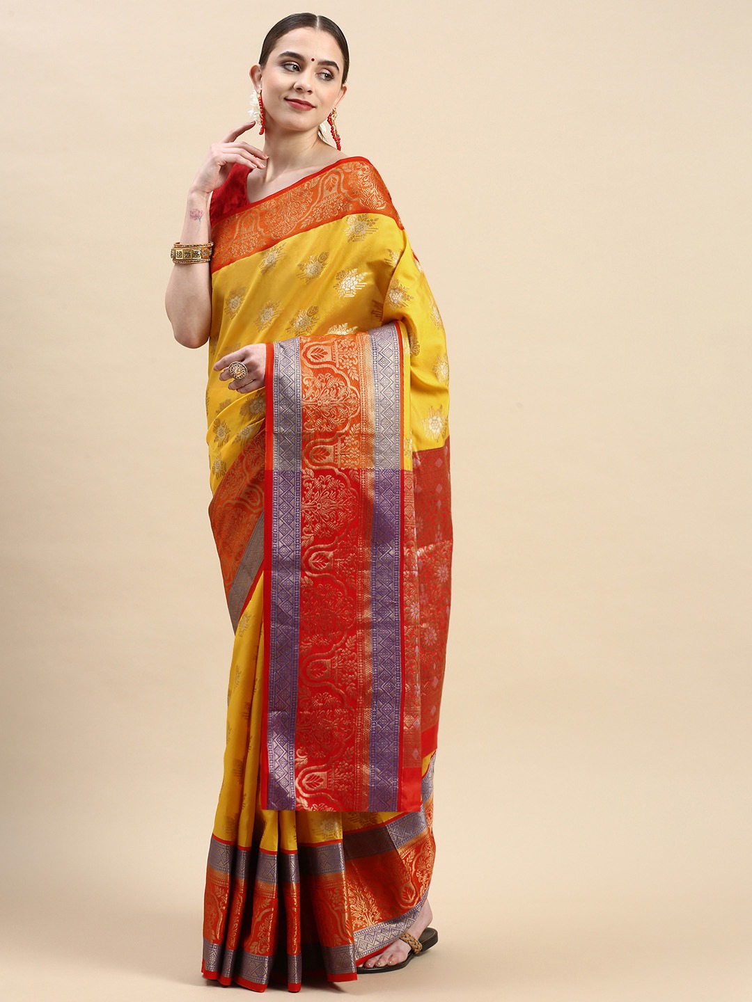 Kanchipuram Silk Handloom Weaved Rich Zari Weaved Pallu And Border Sarees