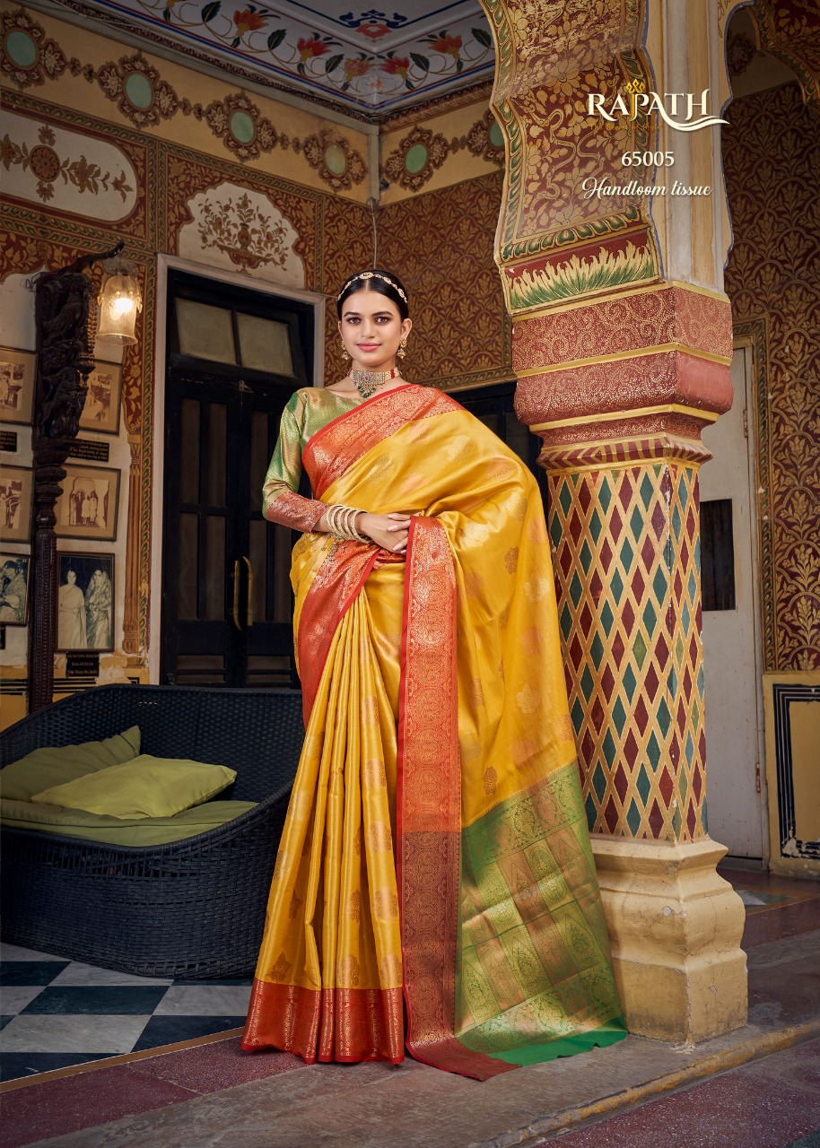Pure Handloom Tissue Silk All Over Zari Weaved Rich Pallu Saree