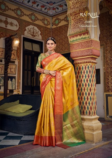 Image of Pure Handloom Tissue Silk All Over Zari Weaved Rich Pallu Saree