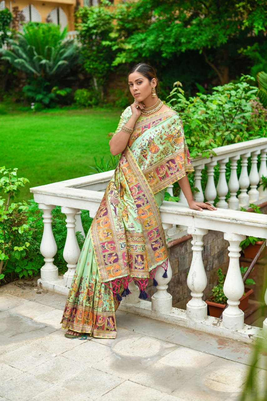 Banarasi Silk Patola All Over Printed Saree With Tassels On Pallu
