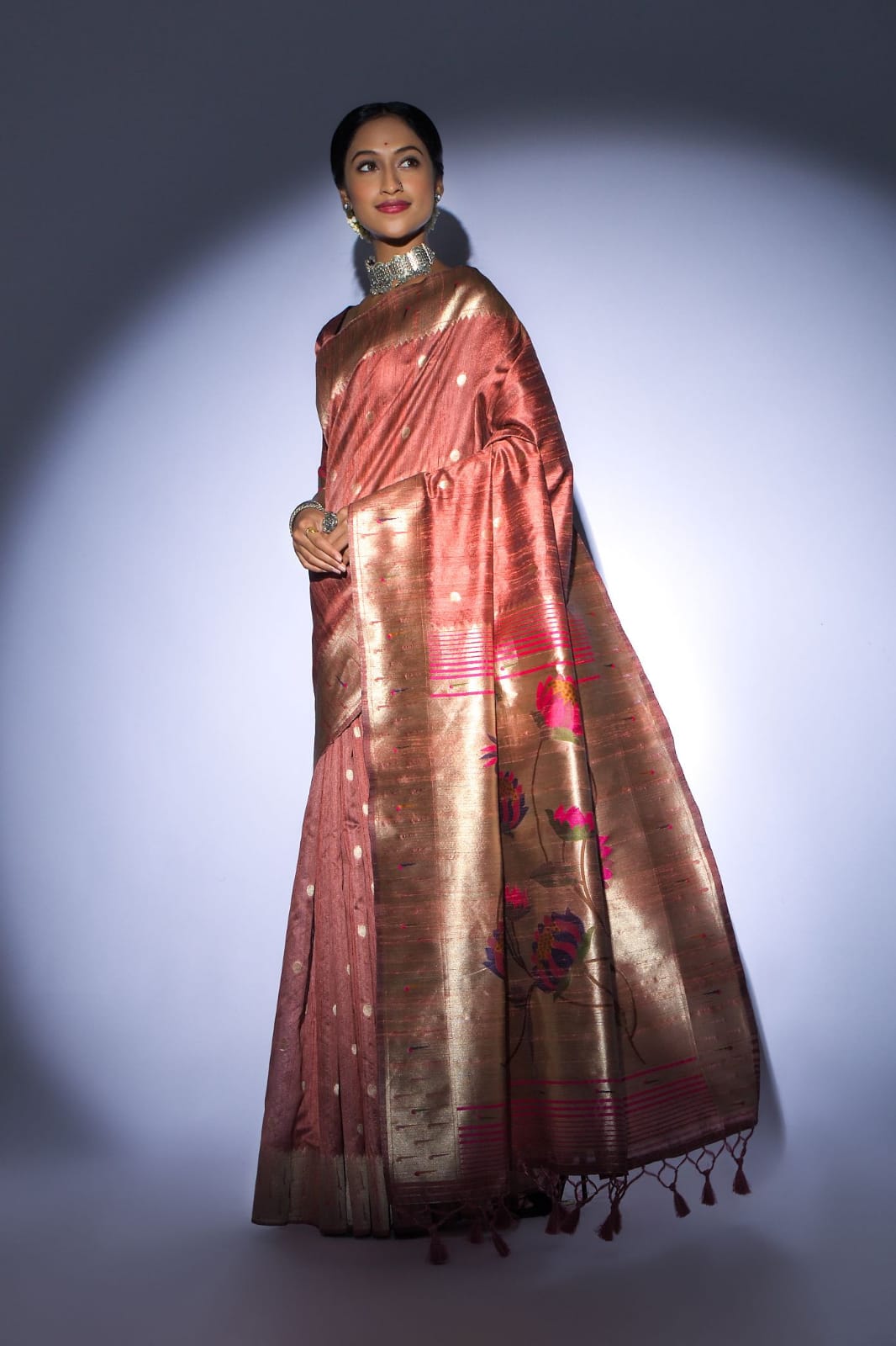 Pure Banarasi Paithani Silk Rich Zari Weaved Pallu Sarees