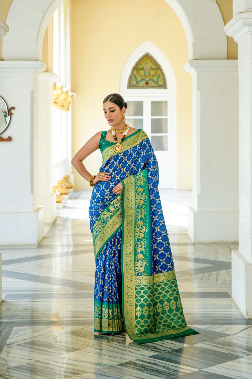 Banarasi Silk Patola All Over Rich Zari Weaved Jaali Body With Rich Pallu Wide Border Saree