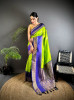Lime Green Premium Soft Silk Zari Weaved Narayan Border Saree
