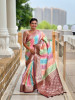 Multicolor Pure Banarasi Silk Rich Zari Weaved Pallu Dark Maroon Border Saree