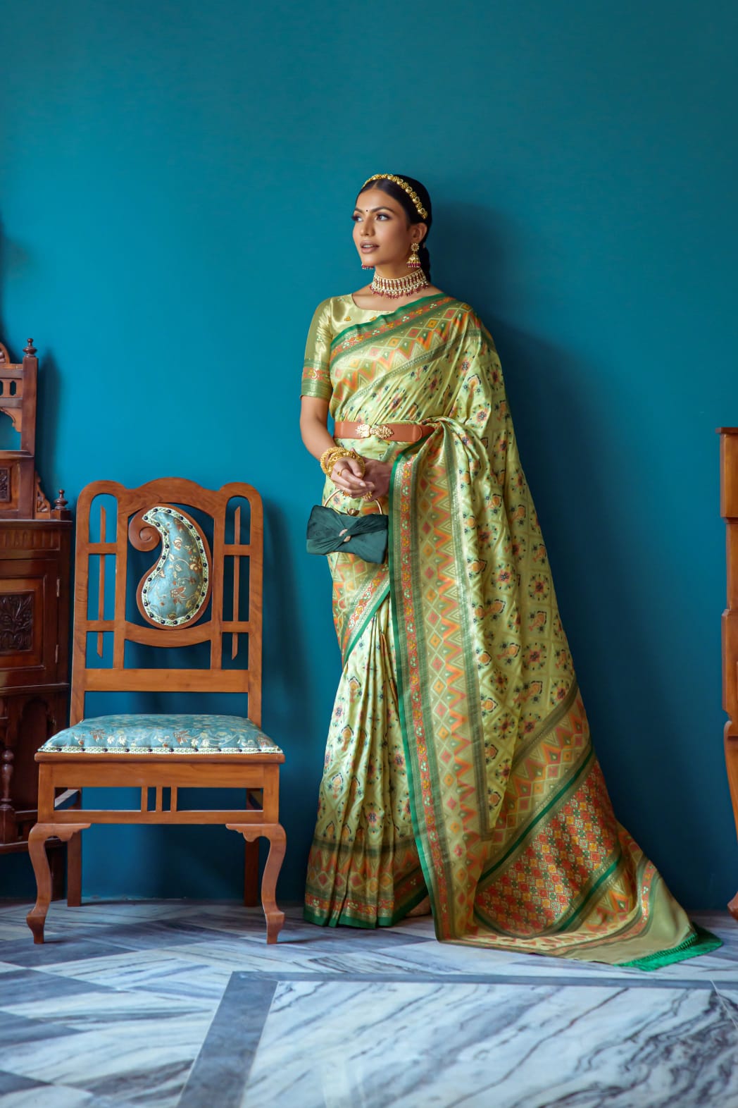 Pure Banarasi Patola Silk All Over Meena And Zari Weaved Rich Pallu Border Sarees