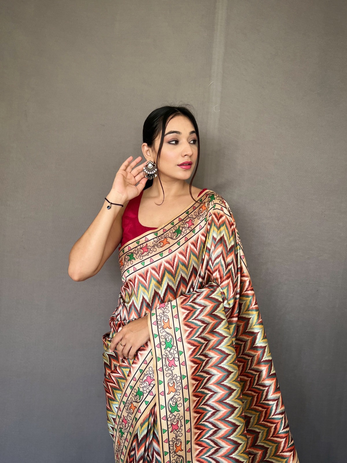 Soft Silk Paithani Style Printed All Over With Tassels On Pallu Sarees