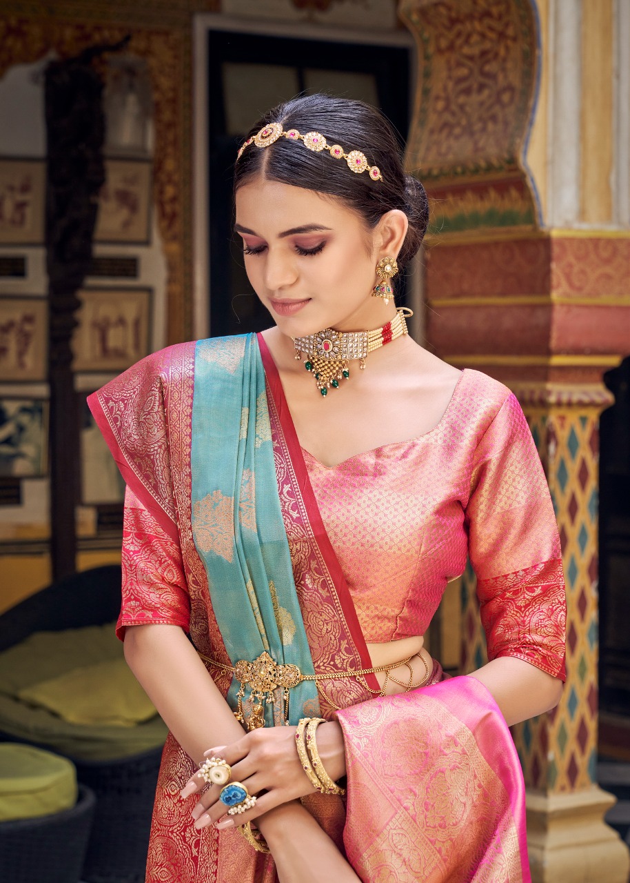 Pure Handloom Tissue Silk All Over Zari Weaved Rich Pallu Saree