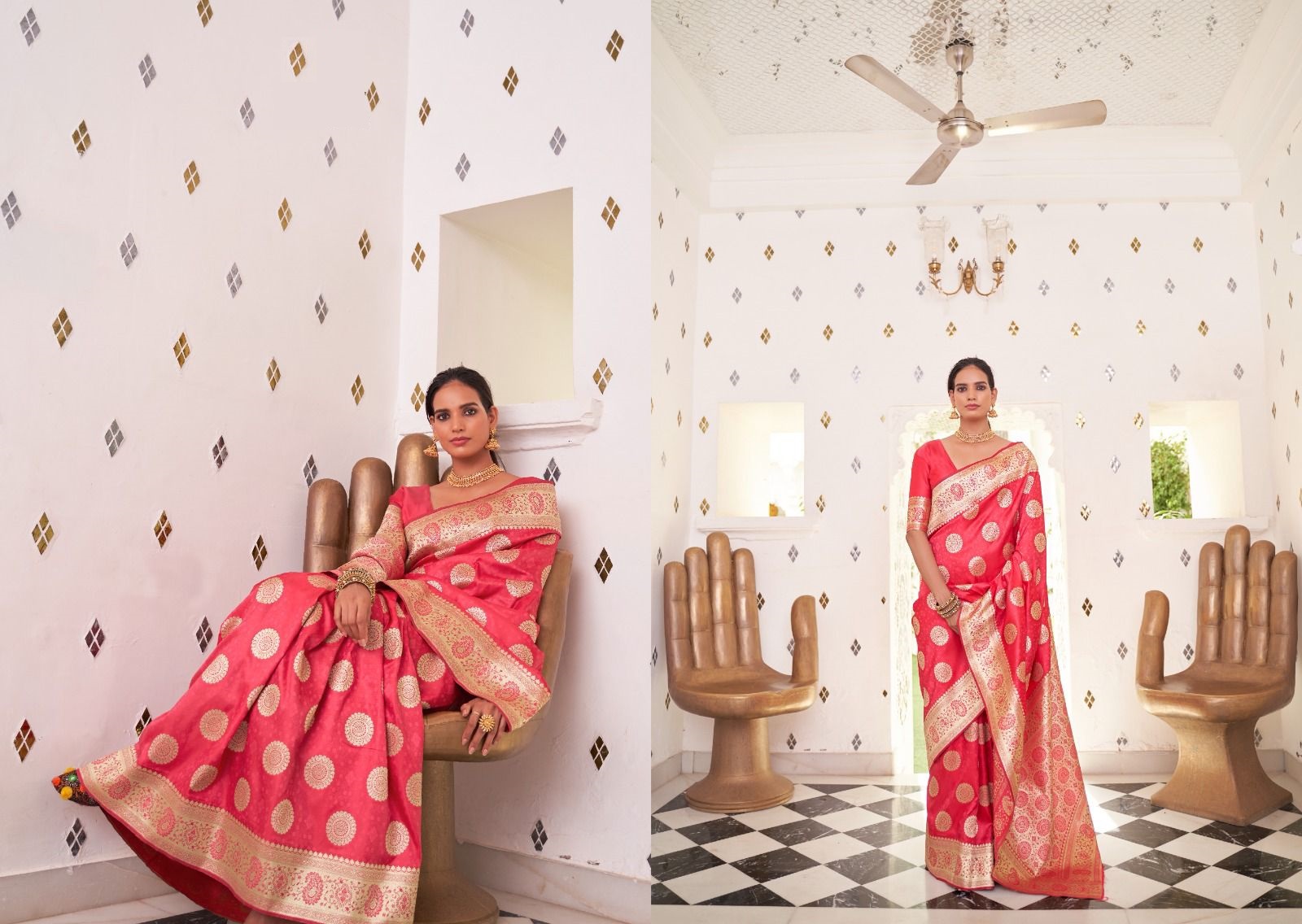 Pure Banarasi Satin Silk Rich Zari Weaved Body And Pallu Saree
