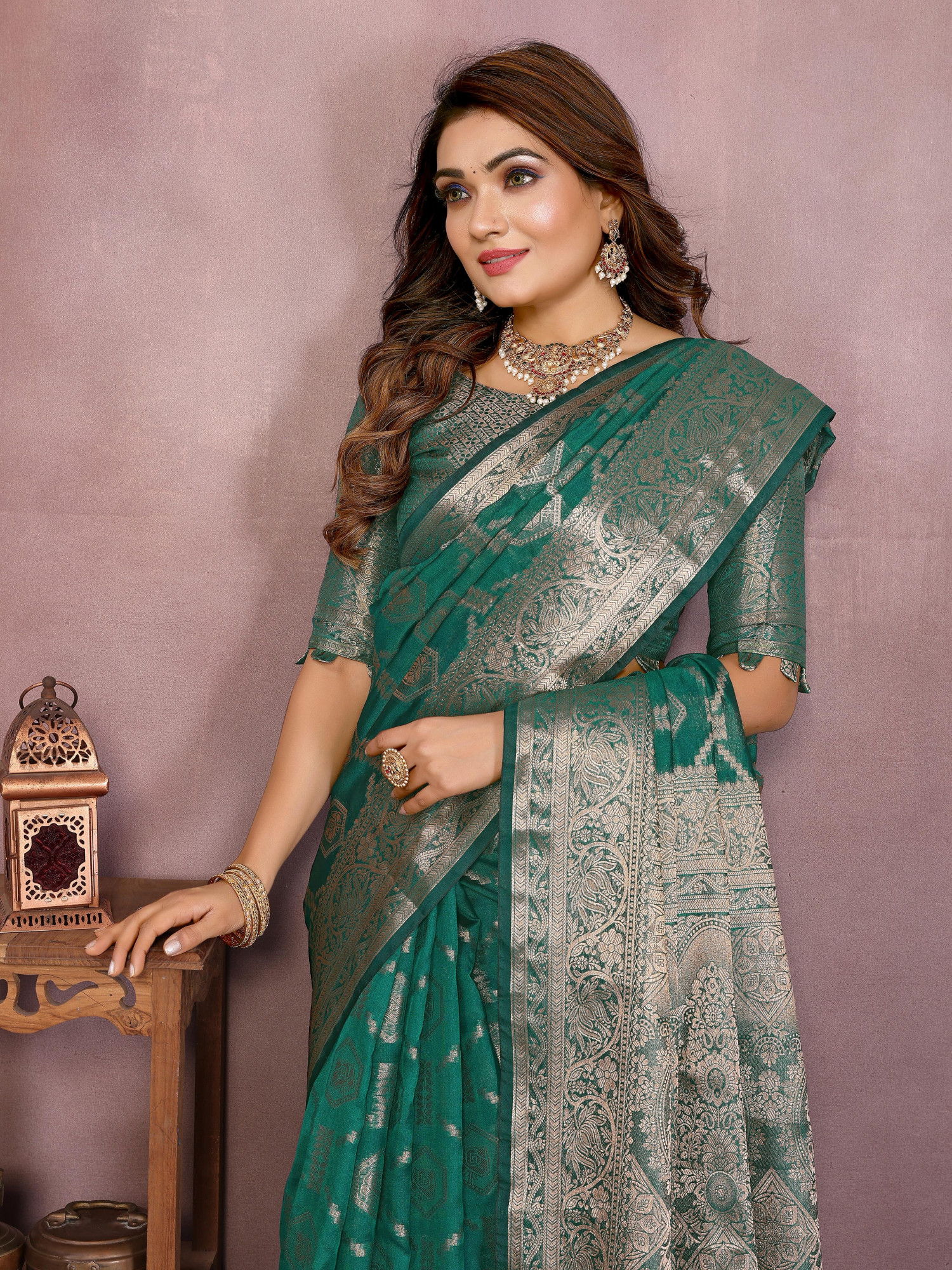 Jade Green Soft Organza Silk Rich Zari Weaved Body Pallu Border Saree