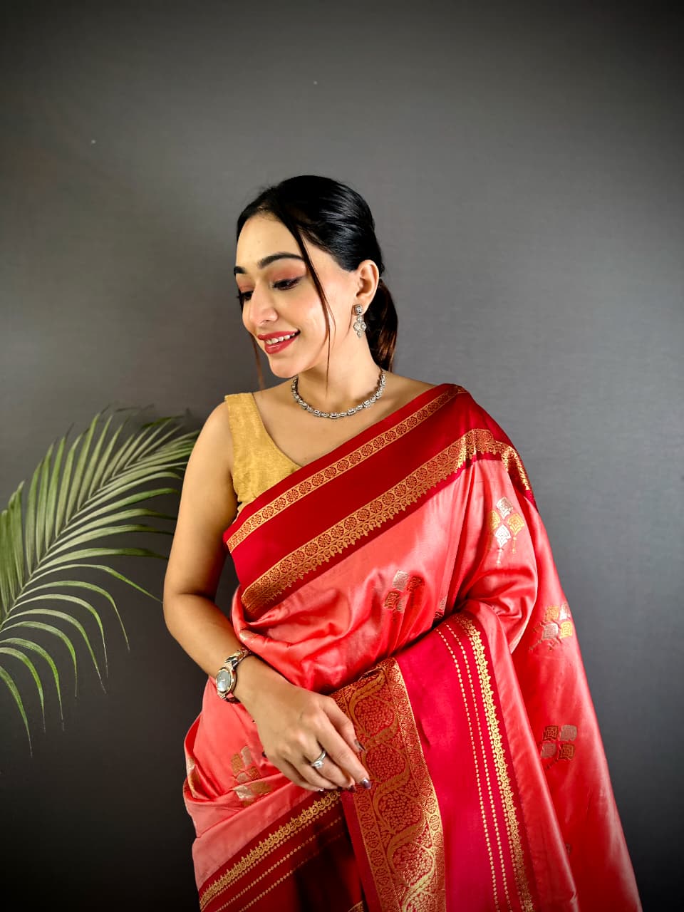 Pink Premium Soft Silk Zari Weaved Narayan Border Saree