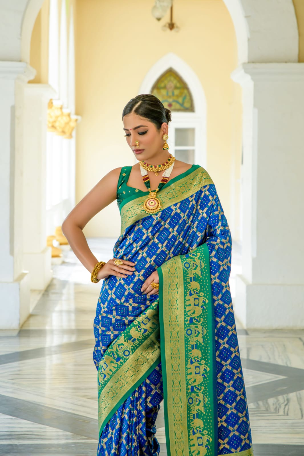 Banarasi Silk Patola All Over Rich Zari Weaved Jaali Body With Rich Pallu Wide Border Saree