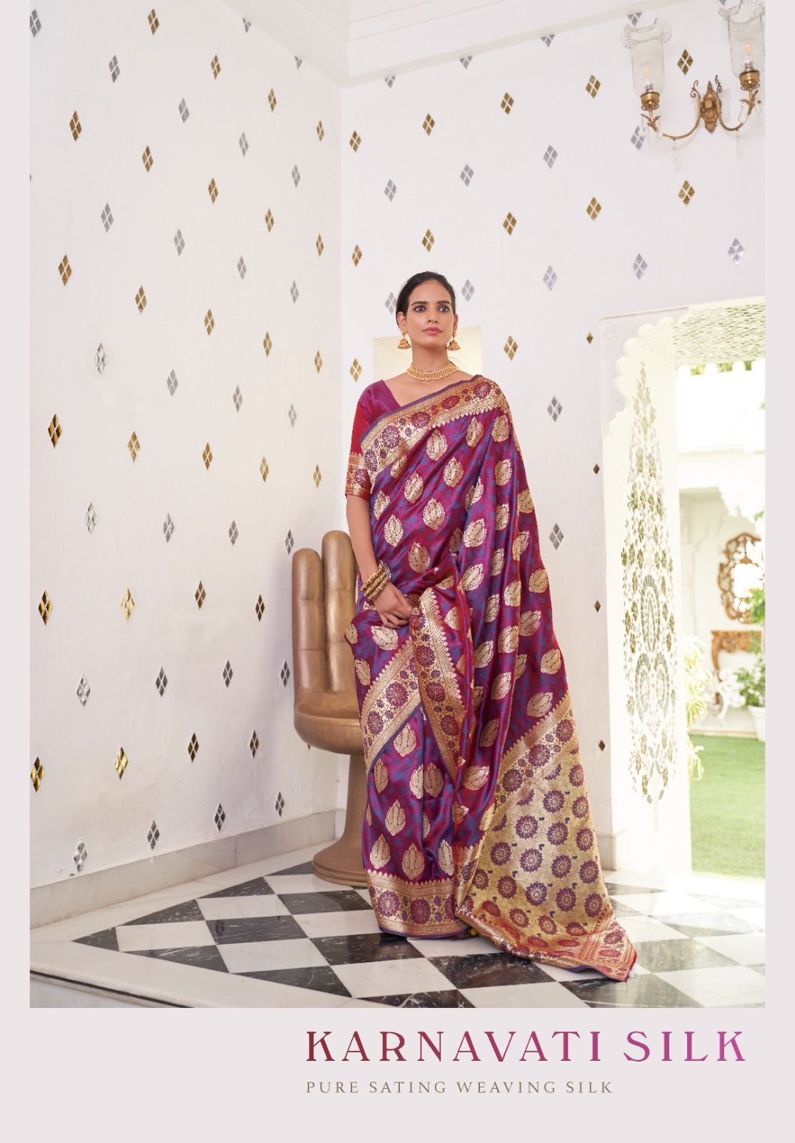 Pure Banarasi Satin Silk Rich Zari Weaved Body And Pallu Saree
