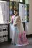 Beige Pure Muga Cotton Contrast Weaved Pink Pallu Saree