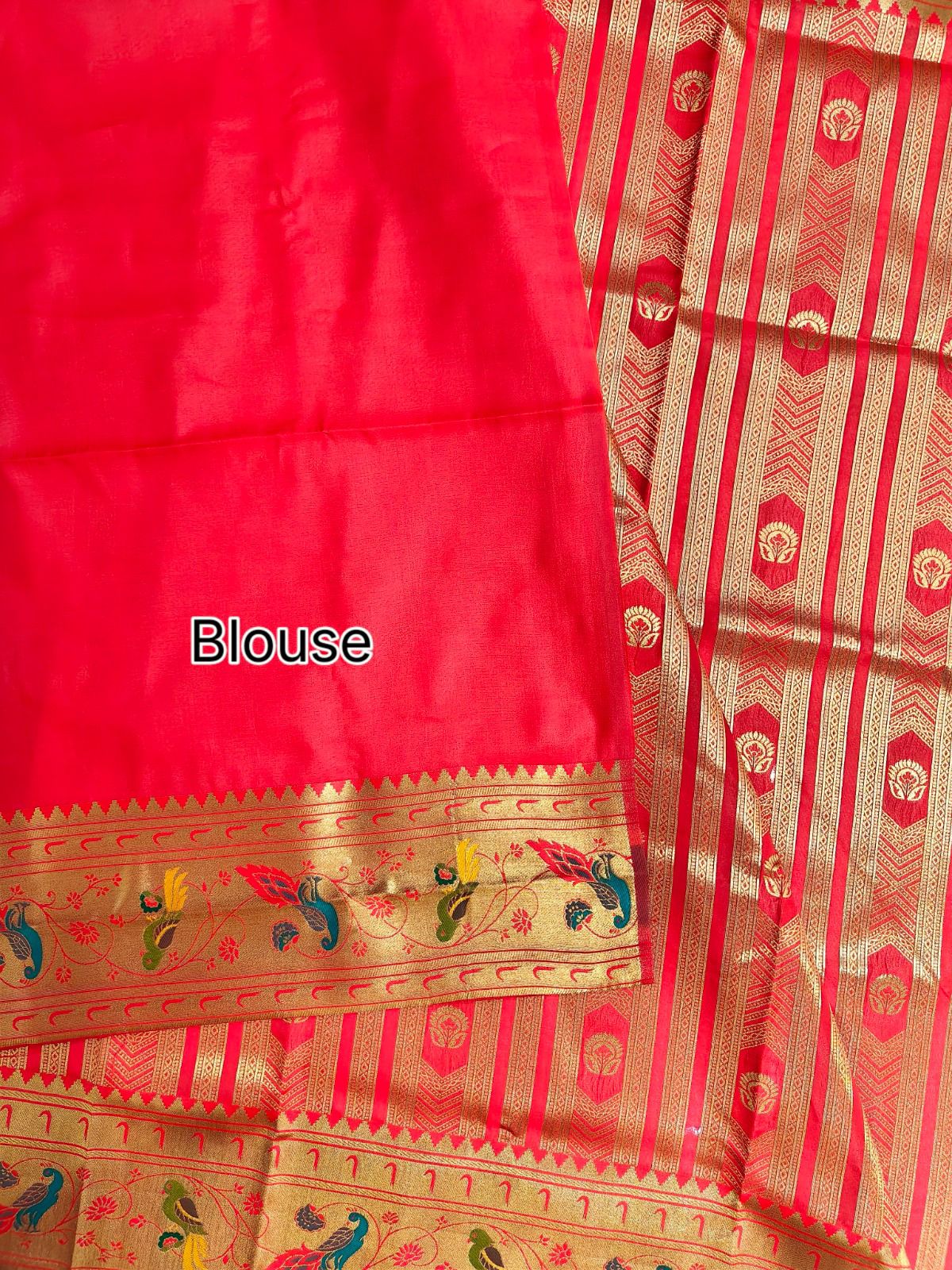 Red Premium Soft Paithani Silk Rich Zari Meena Weaved Saree