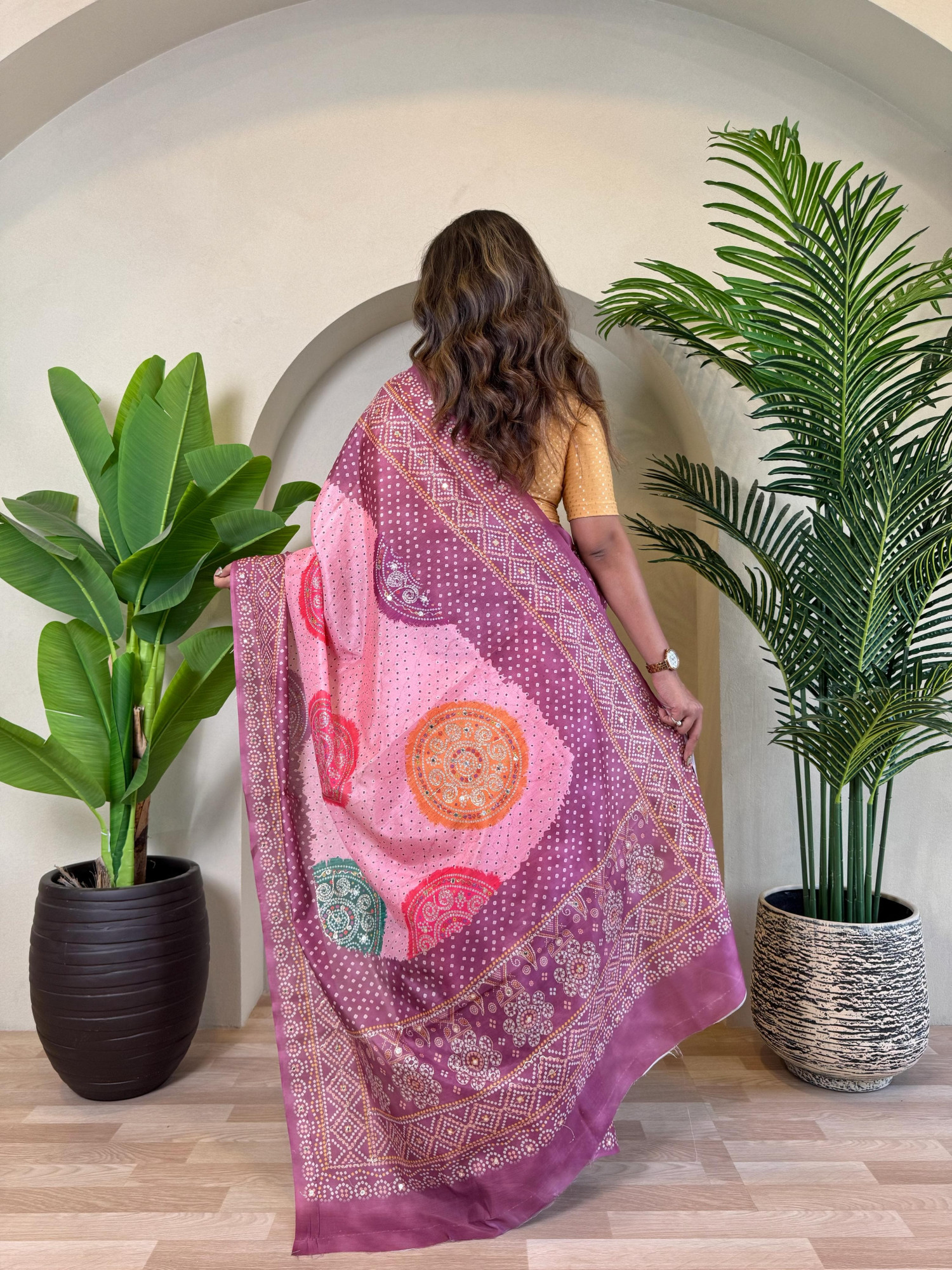 Pink Dola Silk Kalamkari Dual Tone Zari Weaved Saree