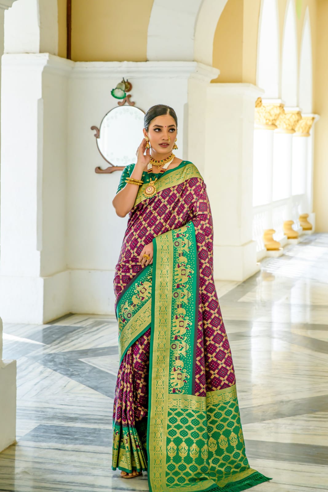 Banarasi Silk Patola All Over Rich Zari Weaved Jaali Body With Rich Pallu Wide Border Sarees