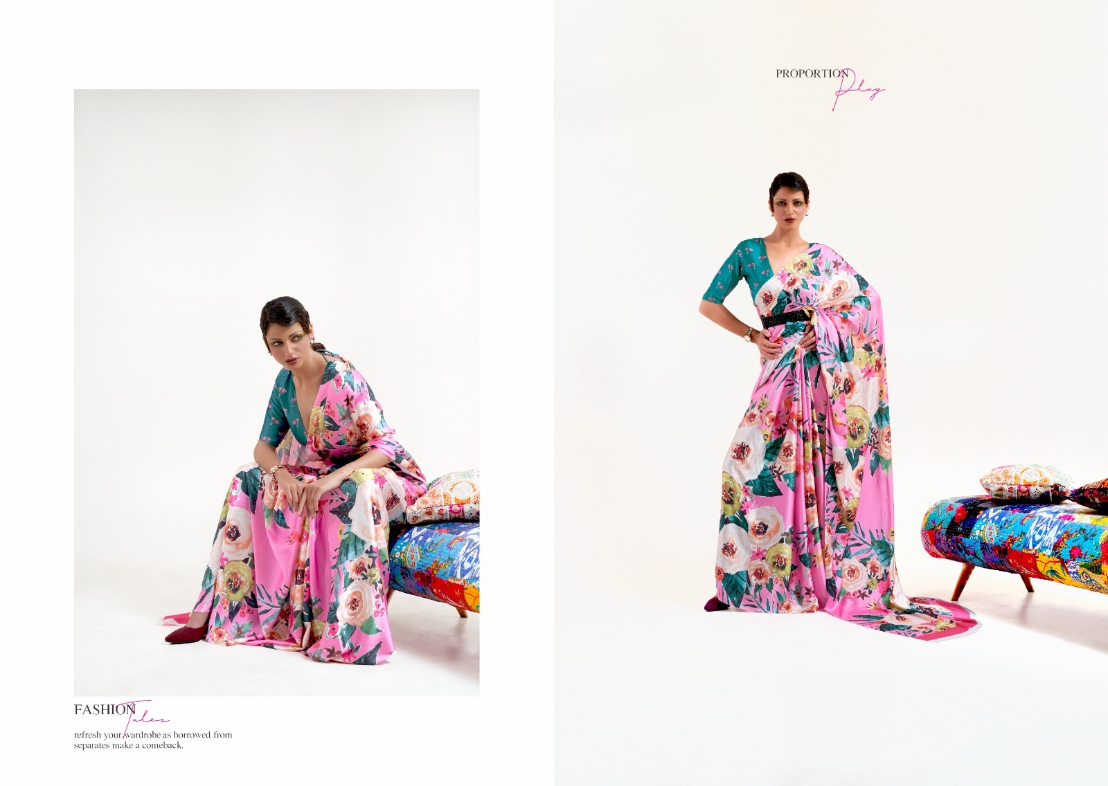 Pure Satin Crepe Silk Digital Printed Sarees