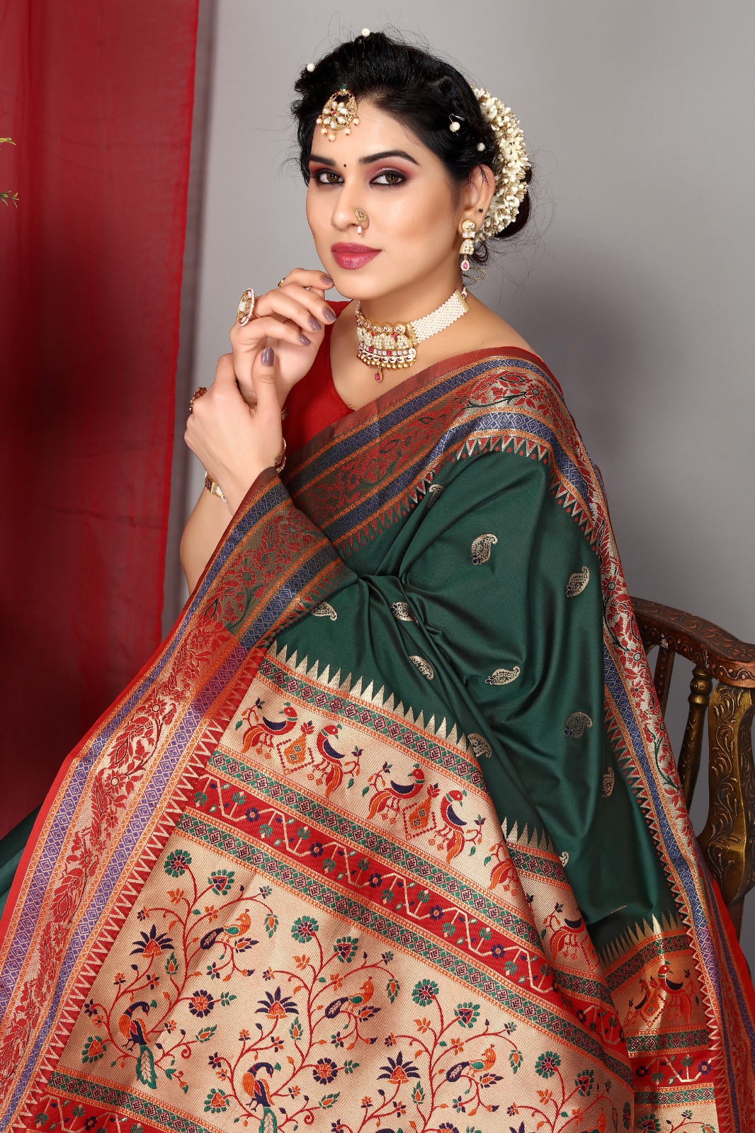 Banarasi Soft Paithani Silk Rich Zari Meena Weaved Body And Pallu Sarees