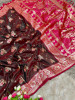 Wine Pure Banarasi Silk Rich Zari Weaved Floral Border Saree
