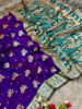 Blue Pure Banarasi Silk Rich Zari Weaved Floral Border Saree
