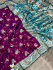Purple Pure Banarasi Silk Rich Zari Weaved Floral Border Saree