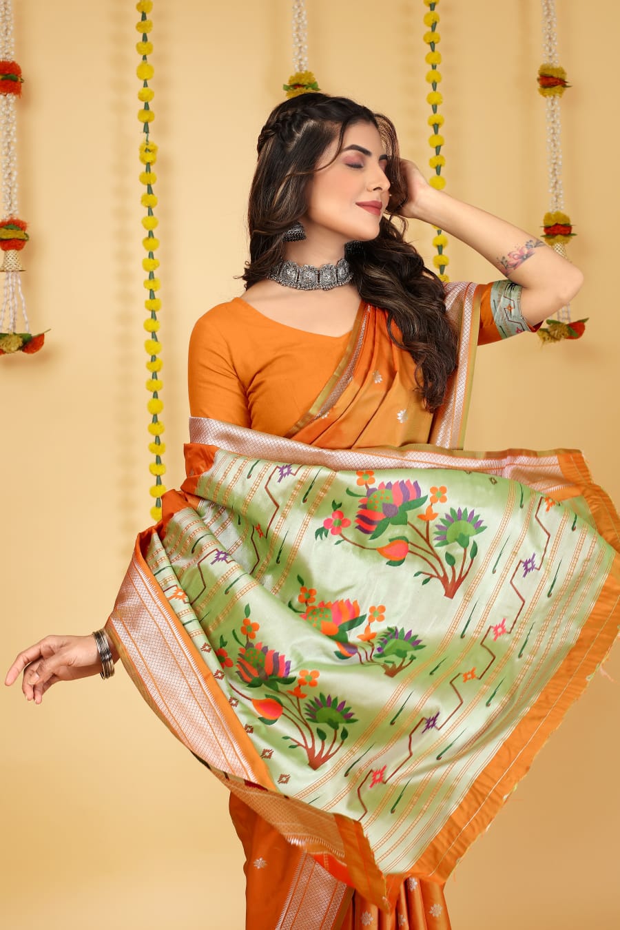 Pure Banarasi Silk Paithani Meenakari Rich Zari Weaved Sarees