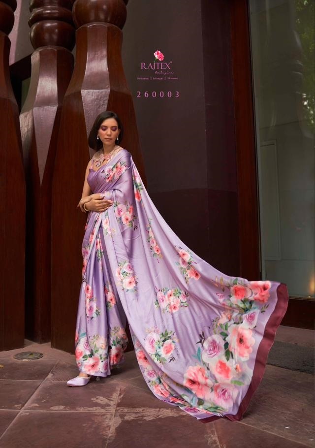 Pure Satin Crepe Digital Printed All Over With Fancy Blouse Sarees