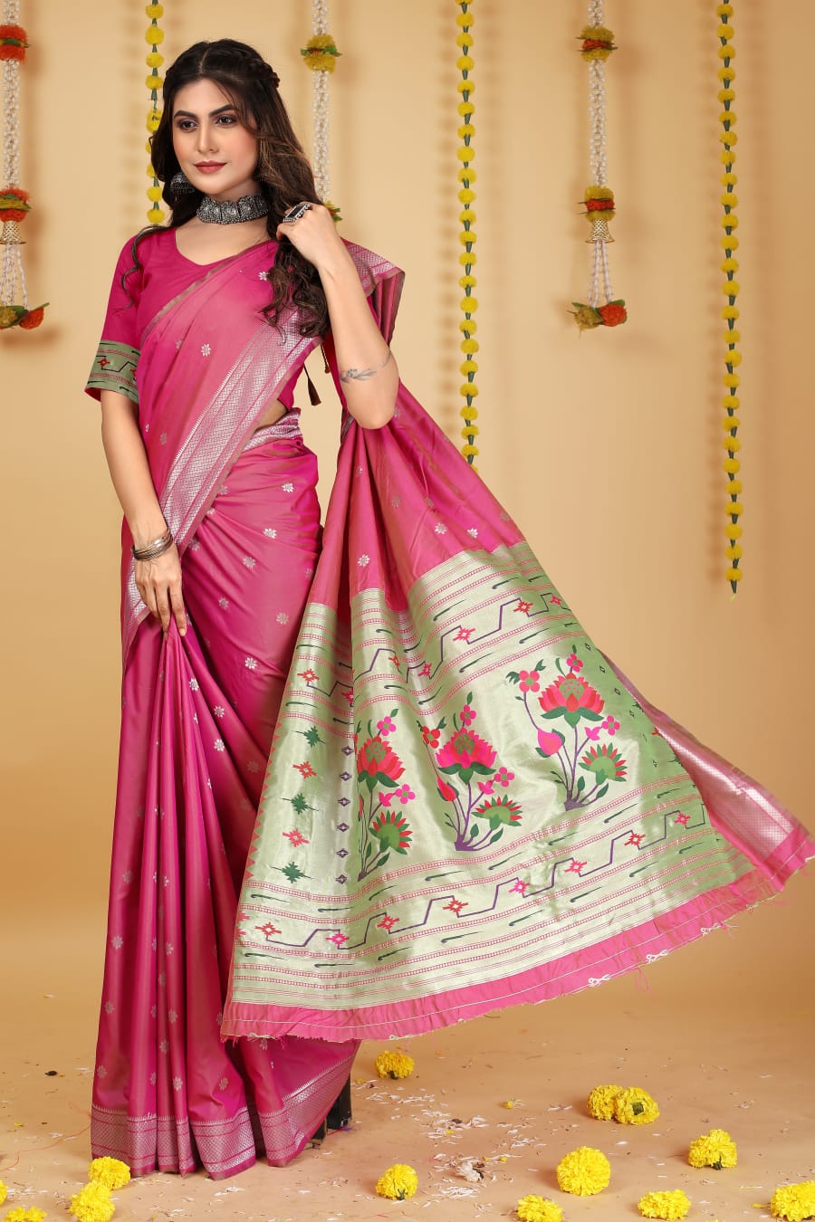Pure Banarasi Silk Paithani Meenakari Rich Zari Weaved Saree