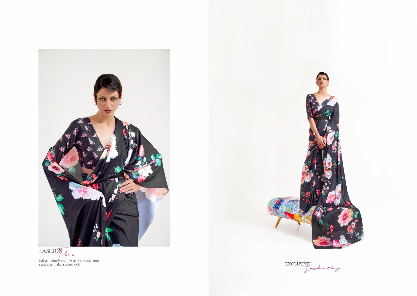 Pure Satin Crepe Silk Digital Printed Sarees