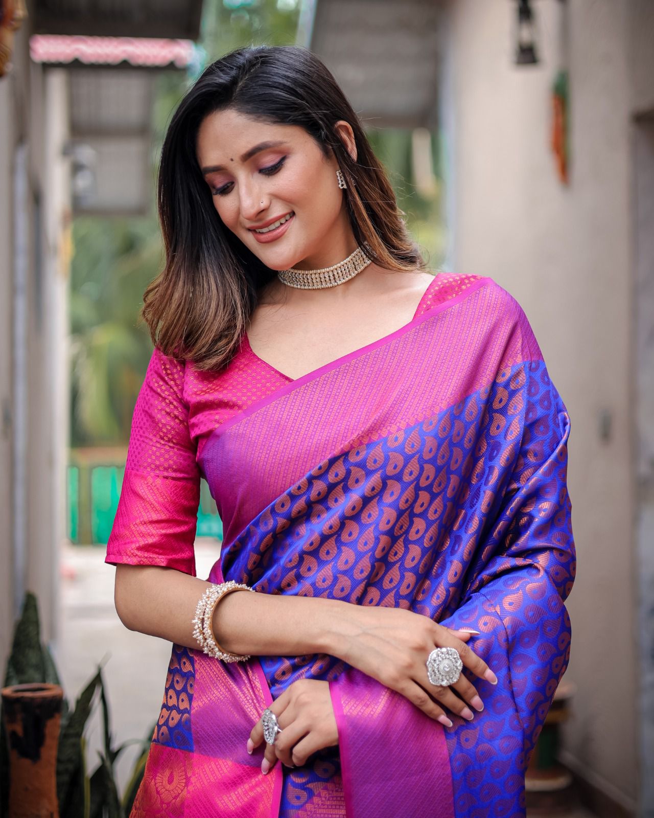 Pure Handloom Kanjivaram Silk All Over Copper Zari Weaved Rich Pallu Border Sarees