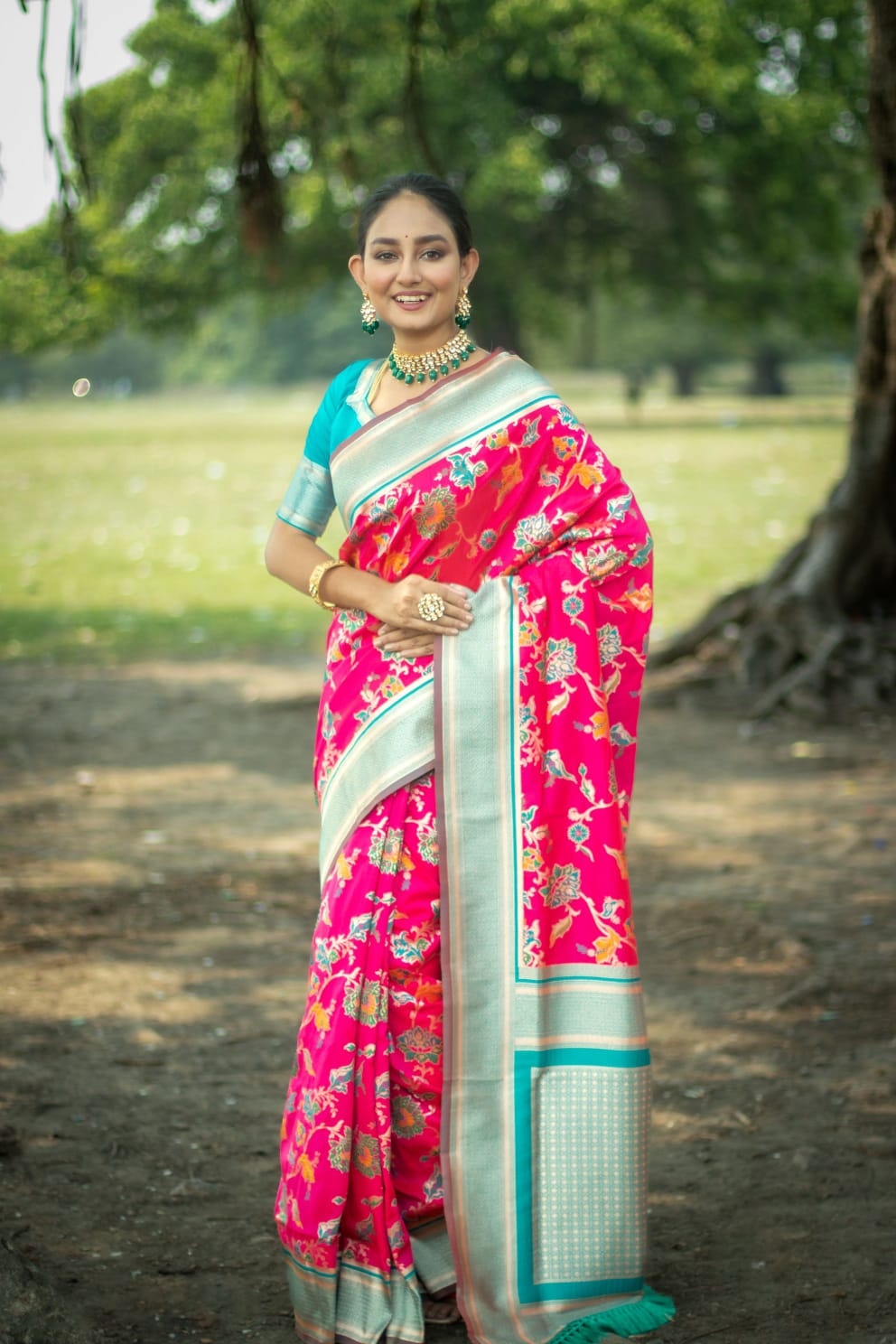 Pure Banarasi Katan Silk All Over Zari Weaved With Rich Pallu Border Sarees