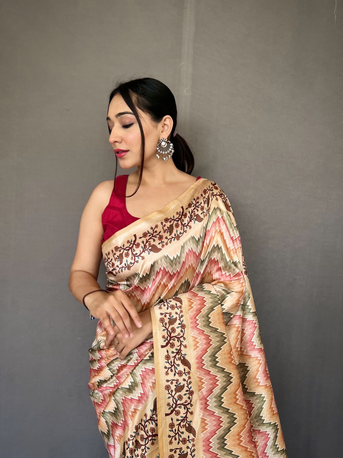 Soft Silk Paithani Style Printed All Over With Tassels On Pallu Sarees