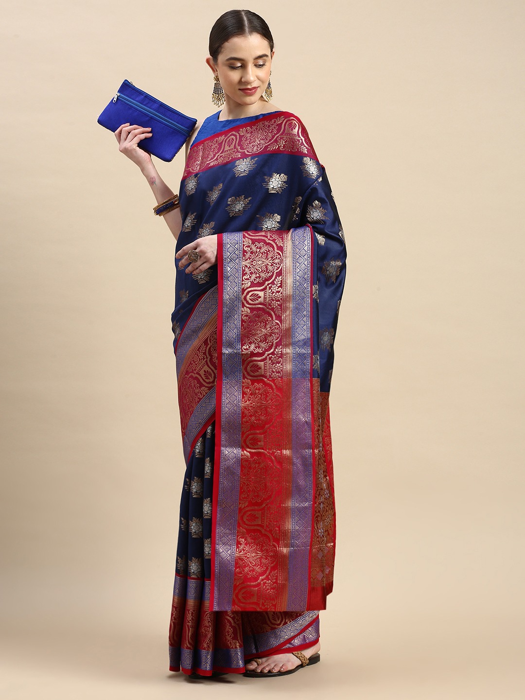 Kanchipuram Silk Handloom Weaved Rich Zari Weaved Pallu And Border Saree