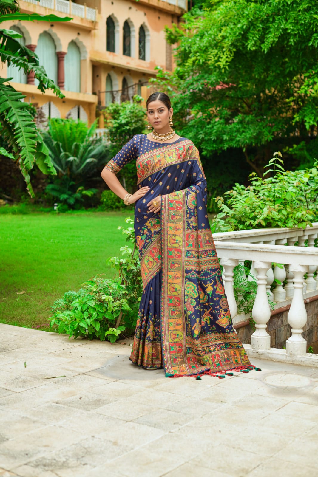 Banarasi Silk Patola All Over Printed Sarees With Tassels On Pallu