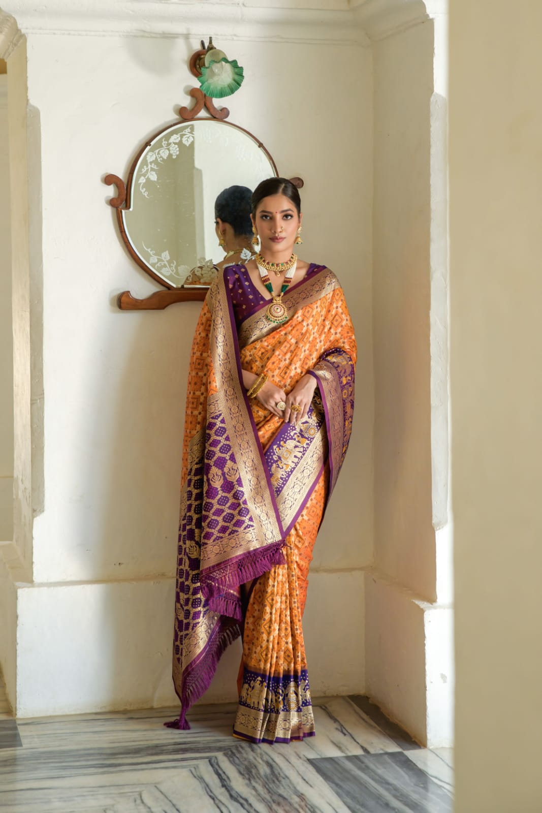 Banarasi Silk Patola All Over Rich Zari Weaved Jaali Body With Rich Pallu Wide Border Sarees