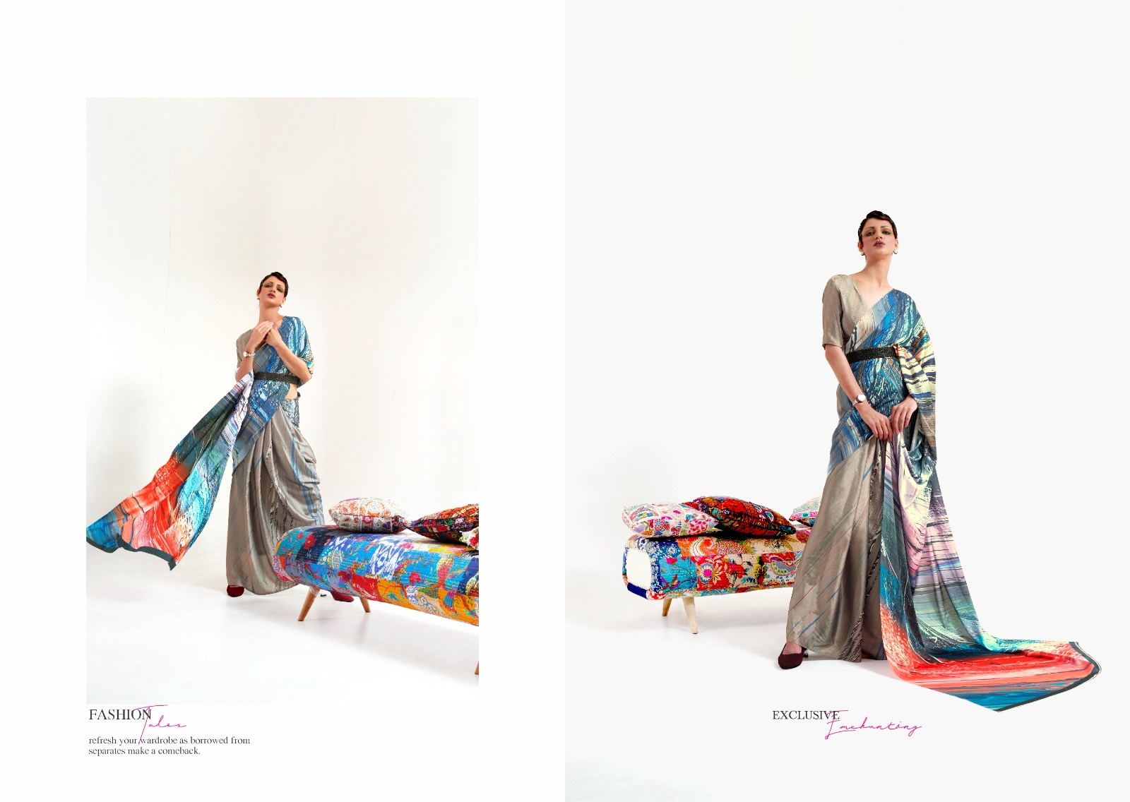 Pure Satin Crepe Silk Digital Printed Sarees