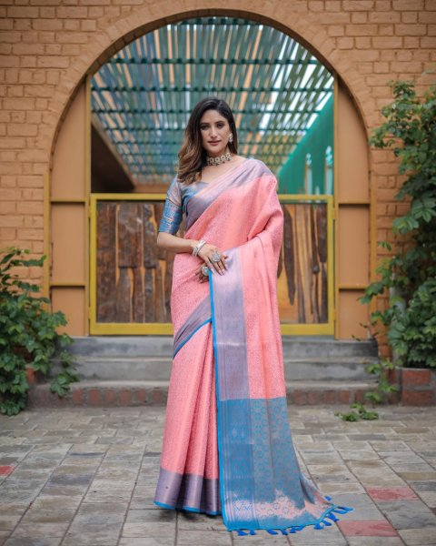 Image of Pure Kanjivaram Silk All Over Copper Zari Rich Weaved Body Pallu Saree