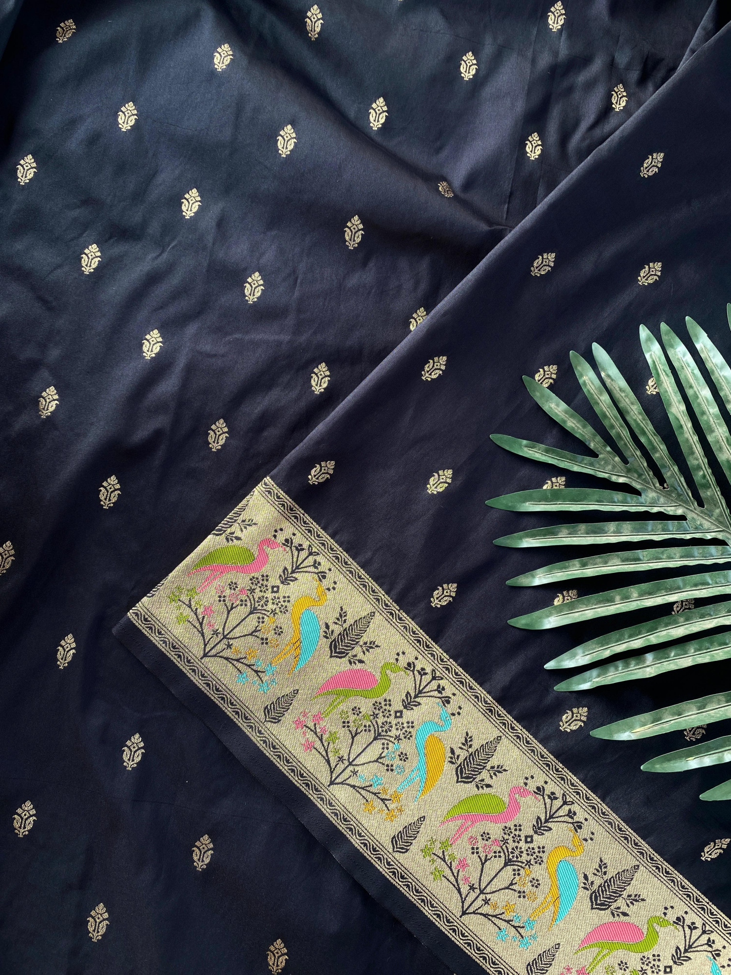 Black Pure Banarasi Silk Paithani Weaved Zari Resham Saree