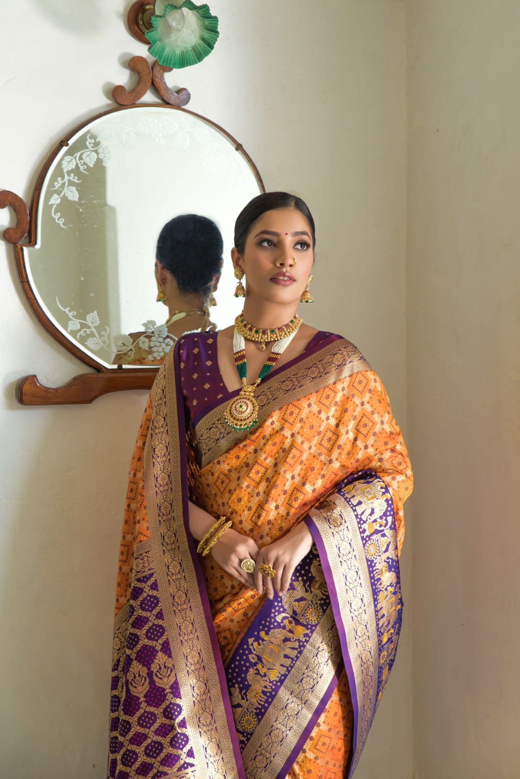 Banarasi Silk Patola All Over Rich Zari Weaved Jaali Body With Rich Pallu Wide Border Sarees