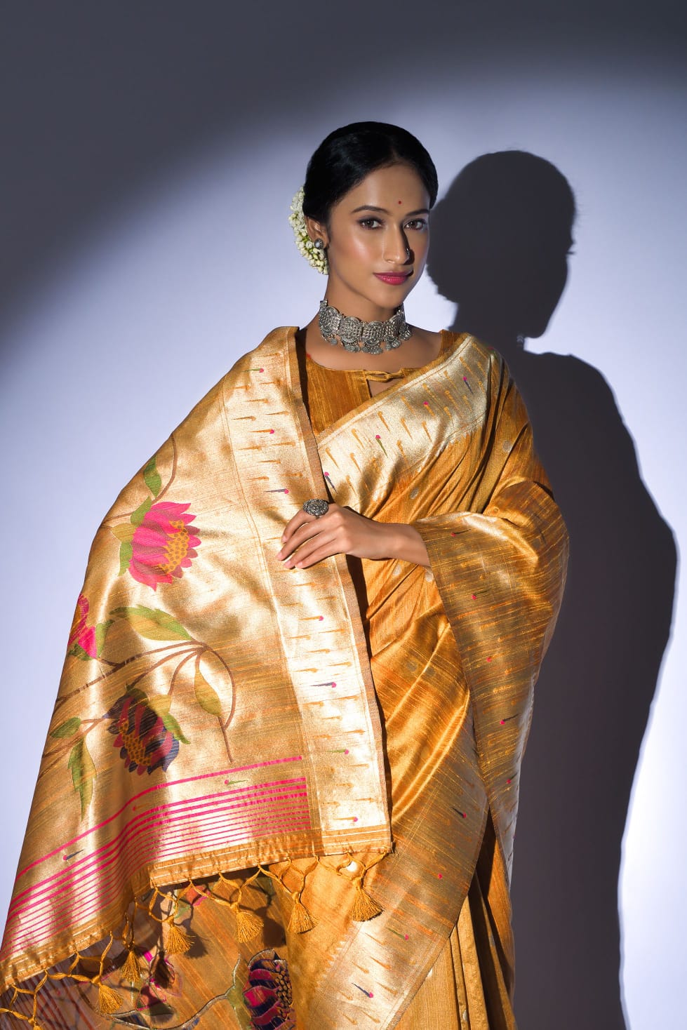 Pure Banarasi Paithani Silk Rich Zari Weaved Pallu Sarees