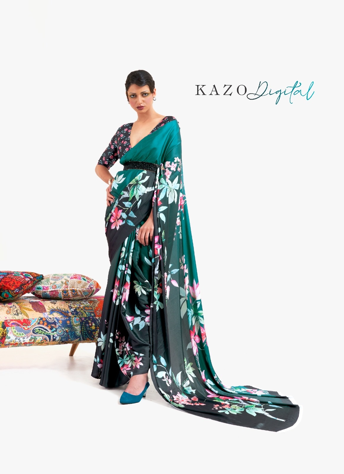 Pure Satin Crepe Silk Digital Printed Sarees