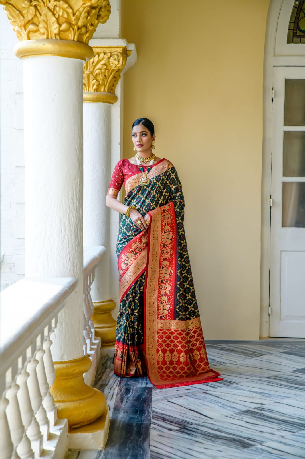 Banarasi Silk Patola All Over Rich Zari Weaved Jaali Body With Rich Pallu Wide Border Sarees