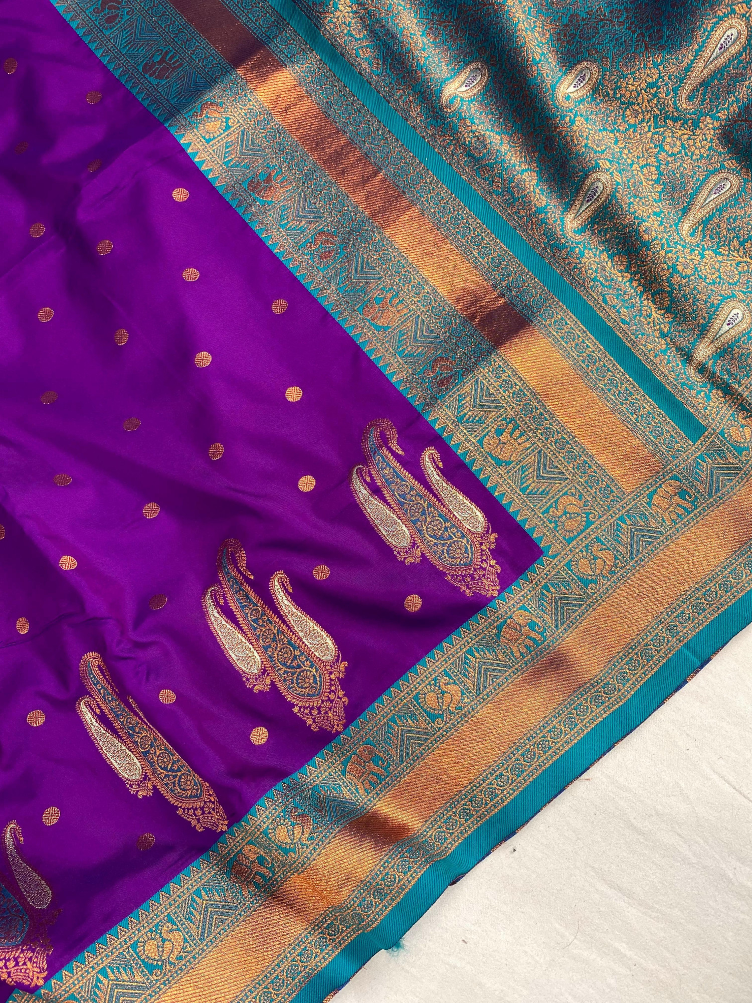 Violet Kanchipuram Paithani Silk Rich Zari Kanchi Weaved Saree