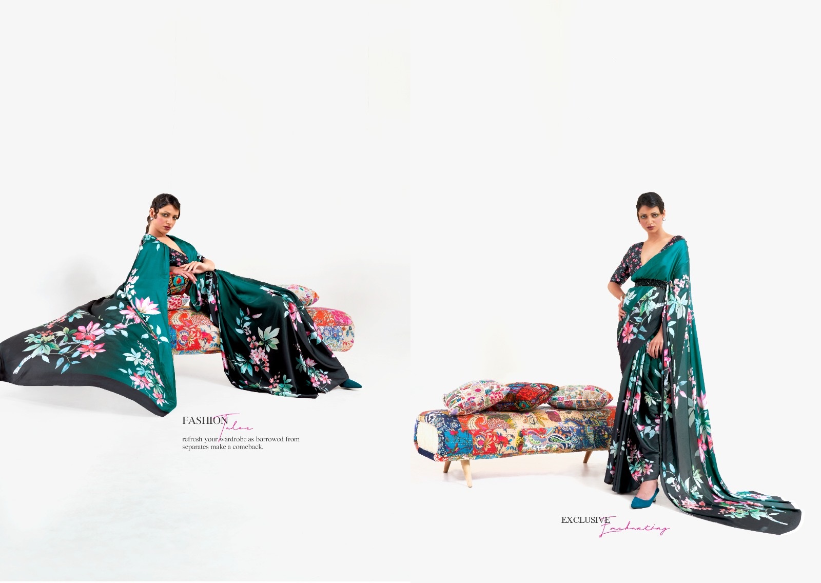 Pure Satin Crepe Silk Digital Printed Sarees