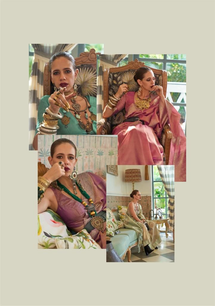 Pure Banarasi Satin Tissue Nylon Handloom Weaved Saree