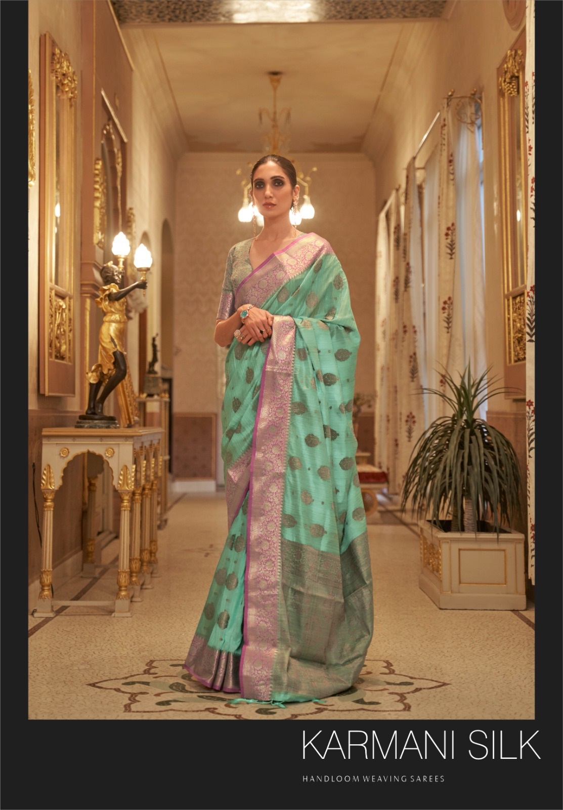 Handloom Silk All Over Zari Weaved Rich Pallu And Border Saree