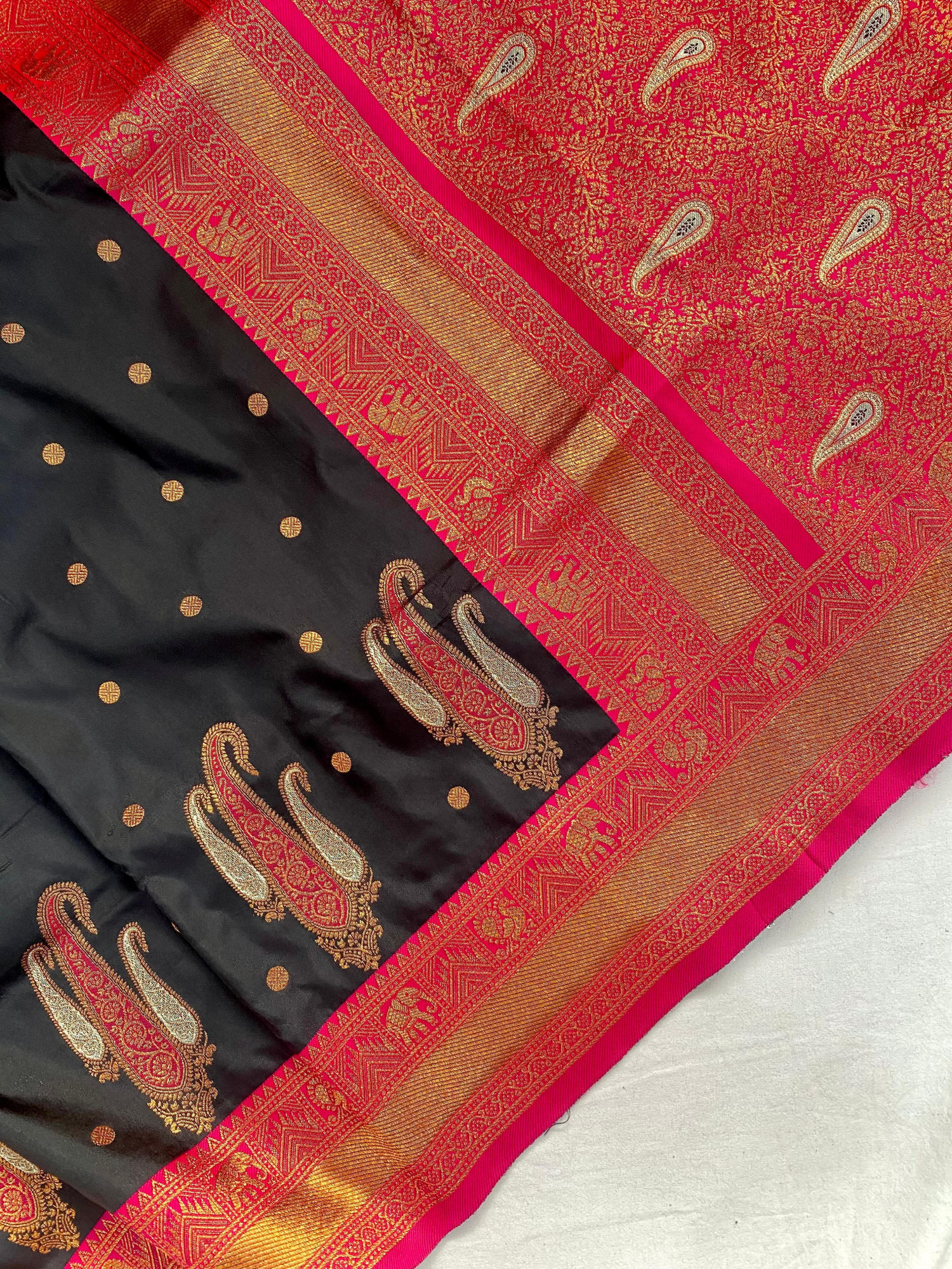 Black Kanchipuram Paithani Silk Rich Zari Kanchi Weaved Saree